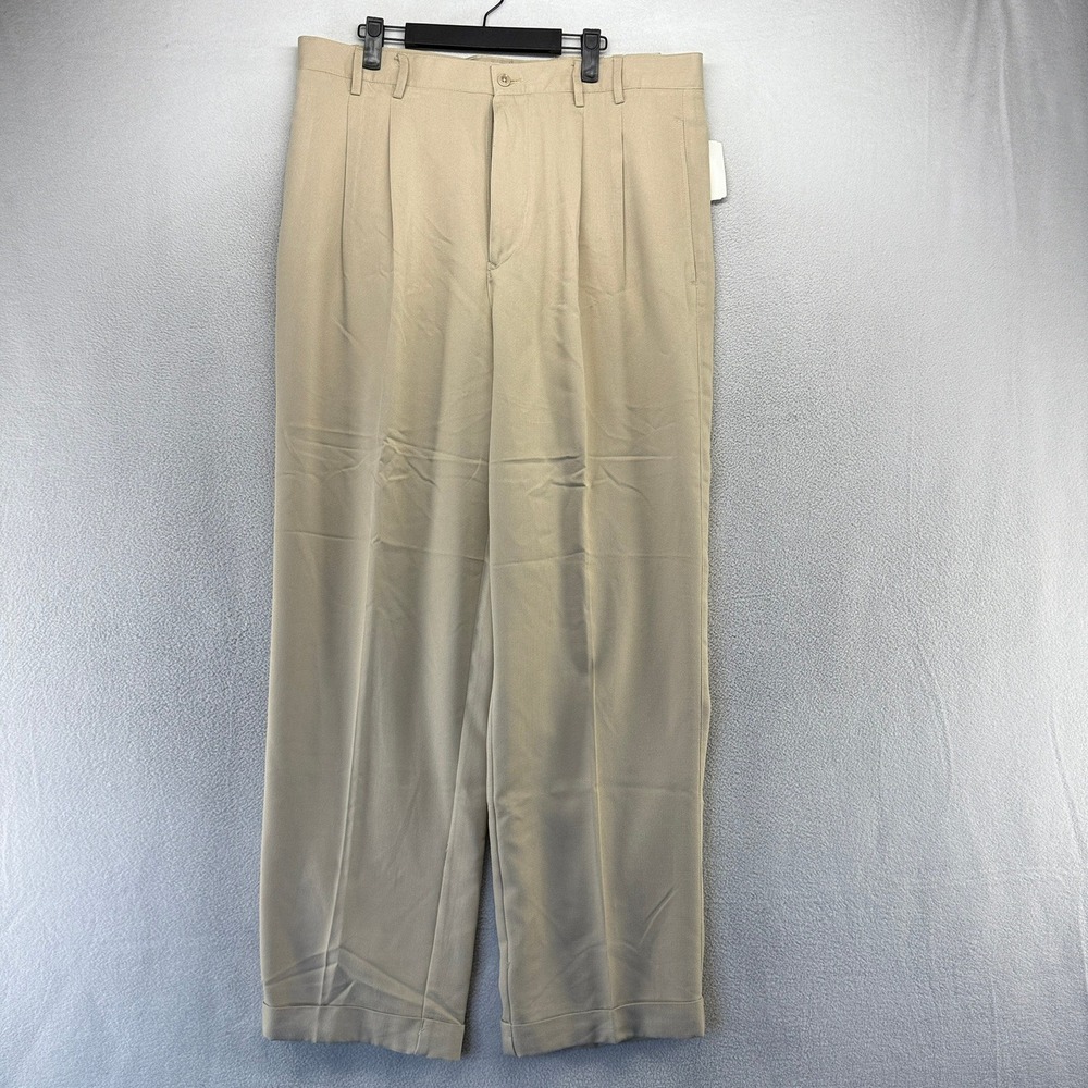 Callaway Golf Pants Mens 38 Khaki Waffle Stitch Pleated Baggy Loose Vintage NEW